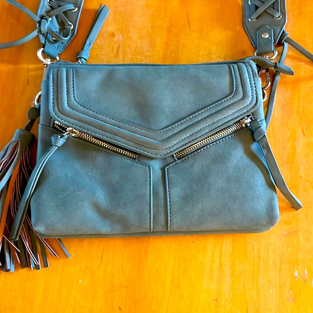 Suede crossbody purse with Guitar strap